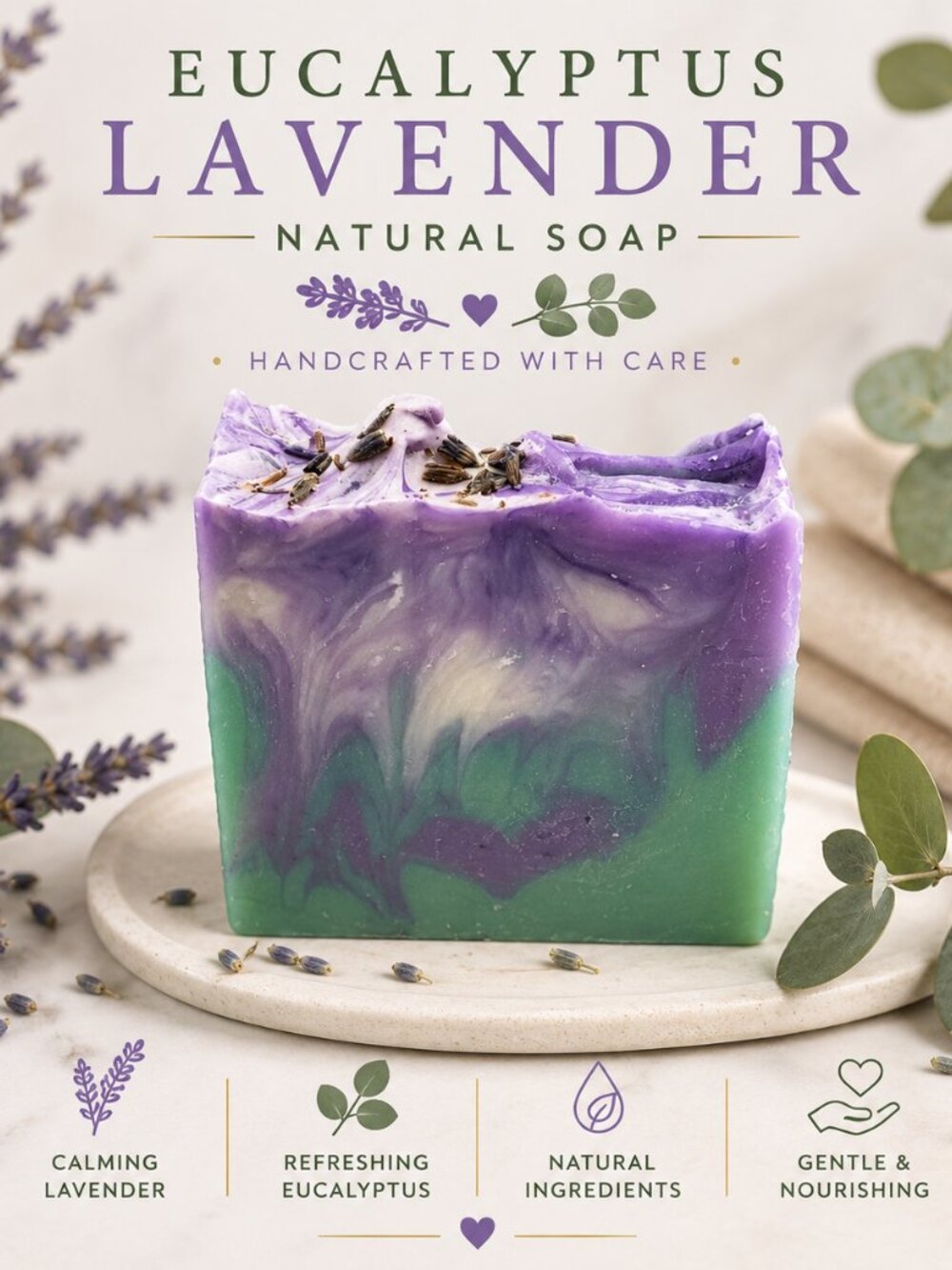 Eucalyptus Lavender | 2 Bars - Artisan Soaps | Natural Handmade Soap Bar